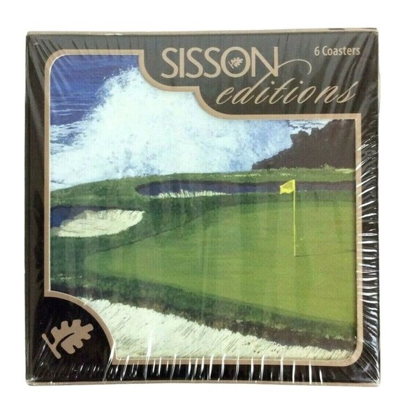 Sisson Editions Golf Coasters Set Of 6 The Greens 61022 New - Picture 1 of 3